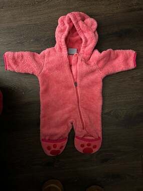 Columbia Tiny Bear II Fleece Bunting Baby Hooded Pram 0-3 Months Pink